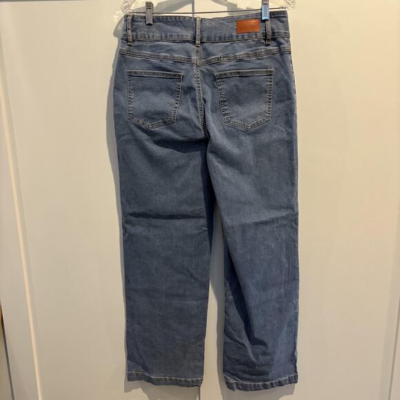 Sidefeel Jeans Womens 12 Light Blue High Rise Straight Leg Double Button Denim - Picture 6 of 13